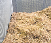 Hay in metal contianer