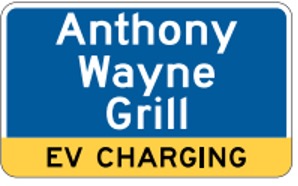 =Business name and a banner underneath that says EV Charging