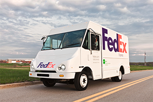 This photo shows a Smith electric delivery truck operated by FedEx.